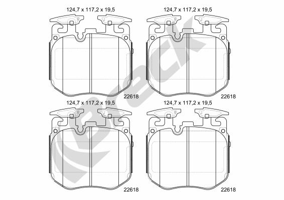 Brake Pad Set, disc brake - 22618 00 551 00 BRECK